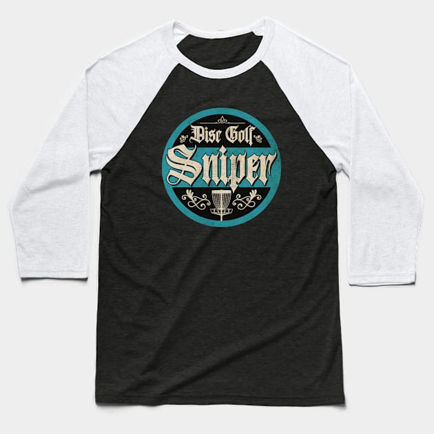 Vintage Blue Disc Golf Sniper Baseball T-Shirt by CTShirts